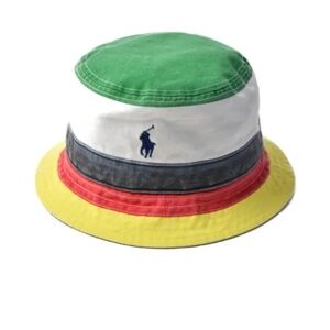 Ralph Lauren Colorblock Polo Bucket Hat in Green, White, Gray, Red, Yellow